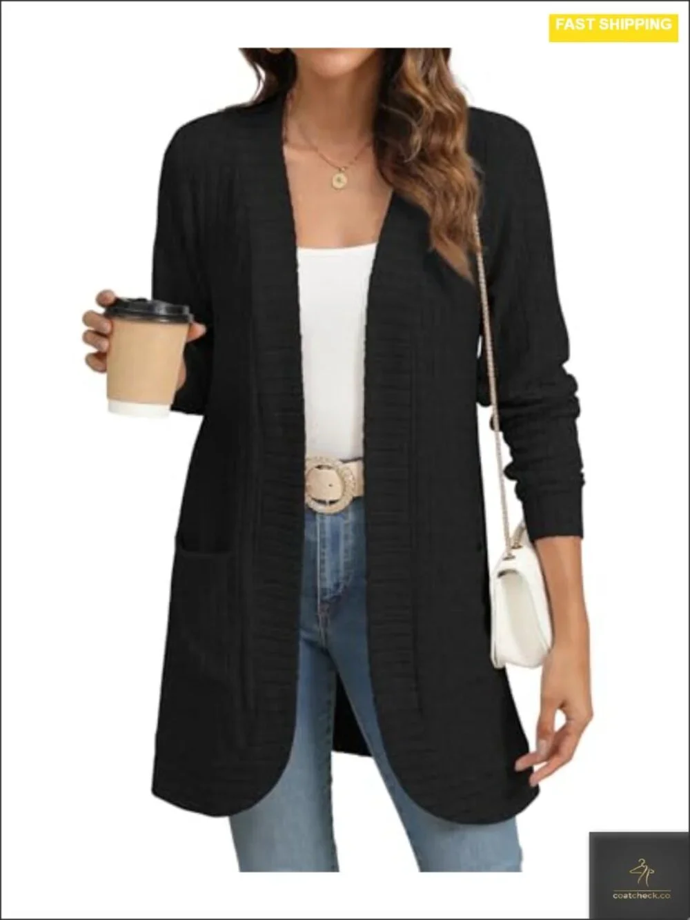 Long Sleeve Open Front Cardigan with Pockets Lightweight Soft Casual Dressy